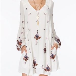 Free People Embroidered LS Mini Dress